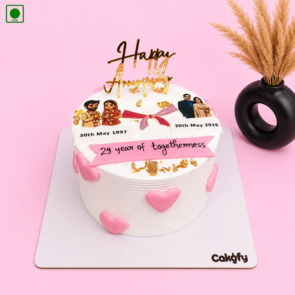 Customized Couple Photo Anniversary Cake - Gurgaon, Delhi & Noida