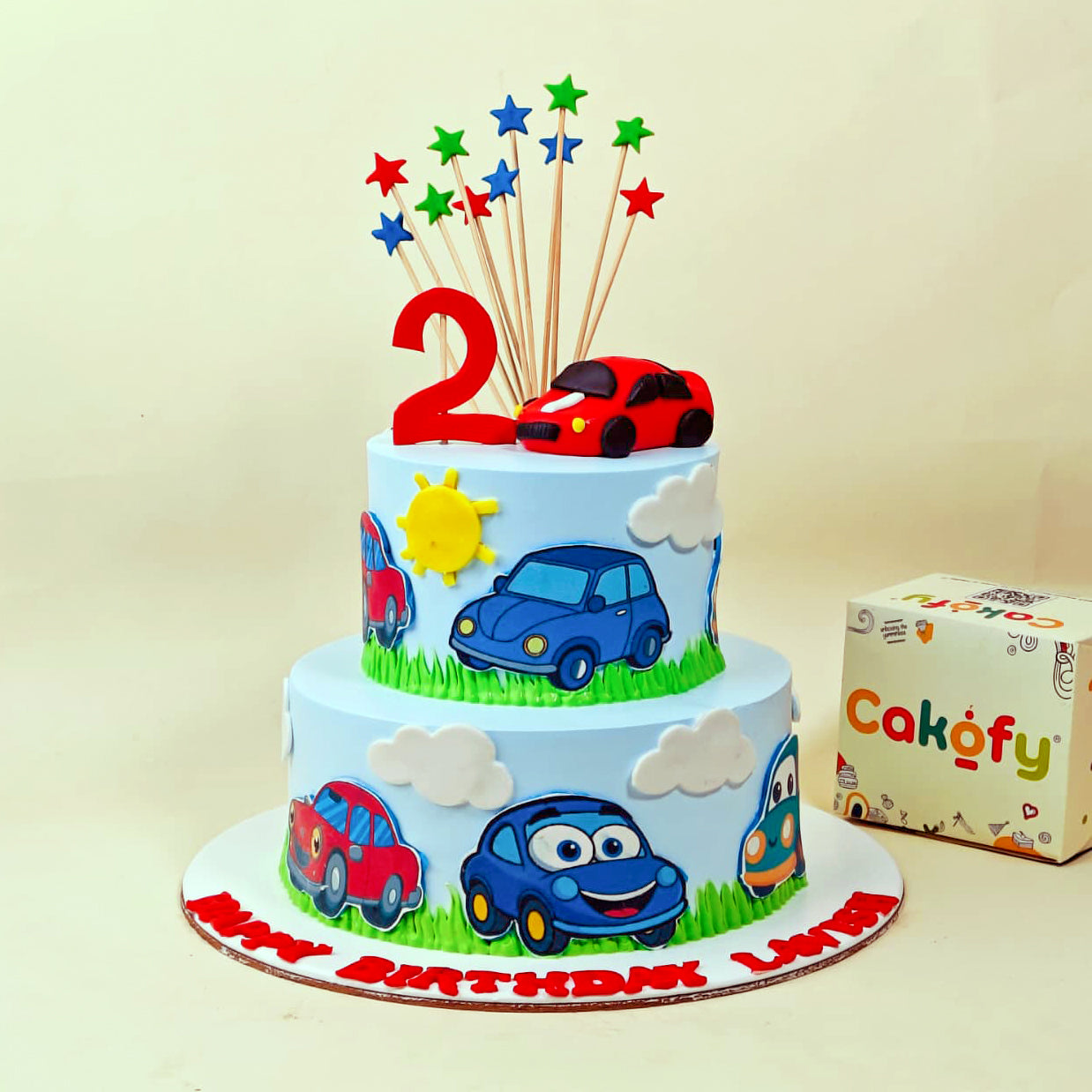 Cute Cartoon Cars Theme Birthday Cake - Gurgaon & Delhi NCR | Cakofy
