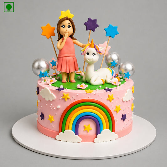 Cute Girl Unicorn Cake - Gurgaon, Delhi & Noida