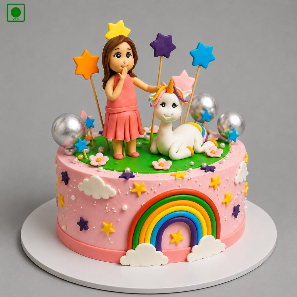 Cute Girl Unicorn Cake - Gurgaon, Delhi & Noida