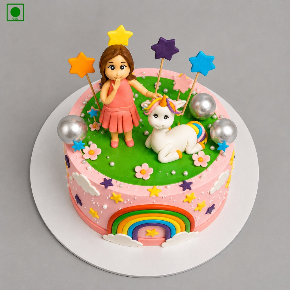 Cute Girl Unicorn Cake - Gurgaon, Delhi & Noida
