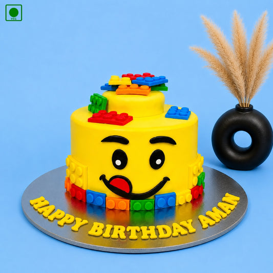 Cute Lego Face Cake - Gurgaon, Delhi & Noida