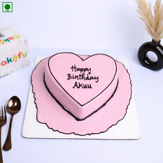 Cute Pink Heart Cake - Gurgaon & Delhi NCR | Cakofy