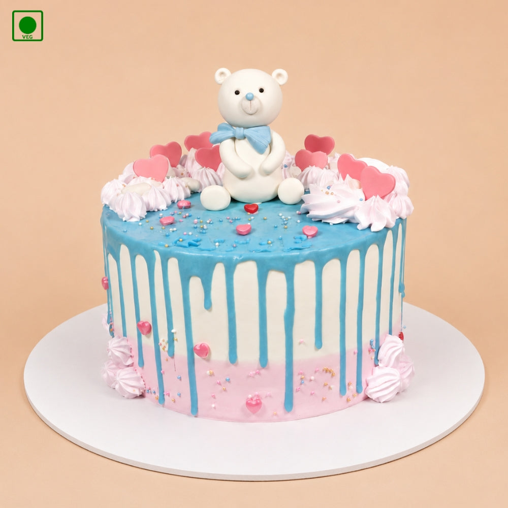 Cute Teddy Drip Style Cake - Gurgaon, Delhi & Noida