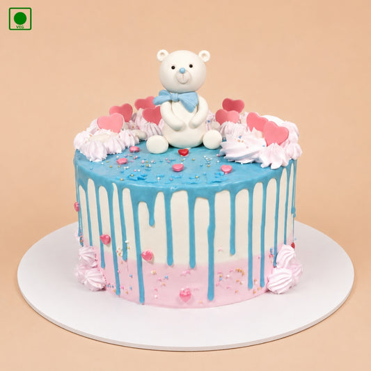 Cute Teddy Drip Style Cake - Gurgaon, Delhi & Noida