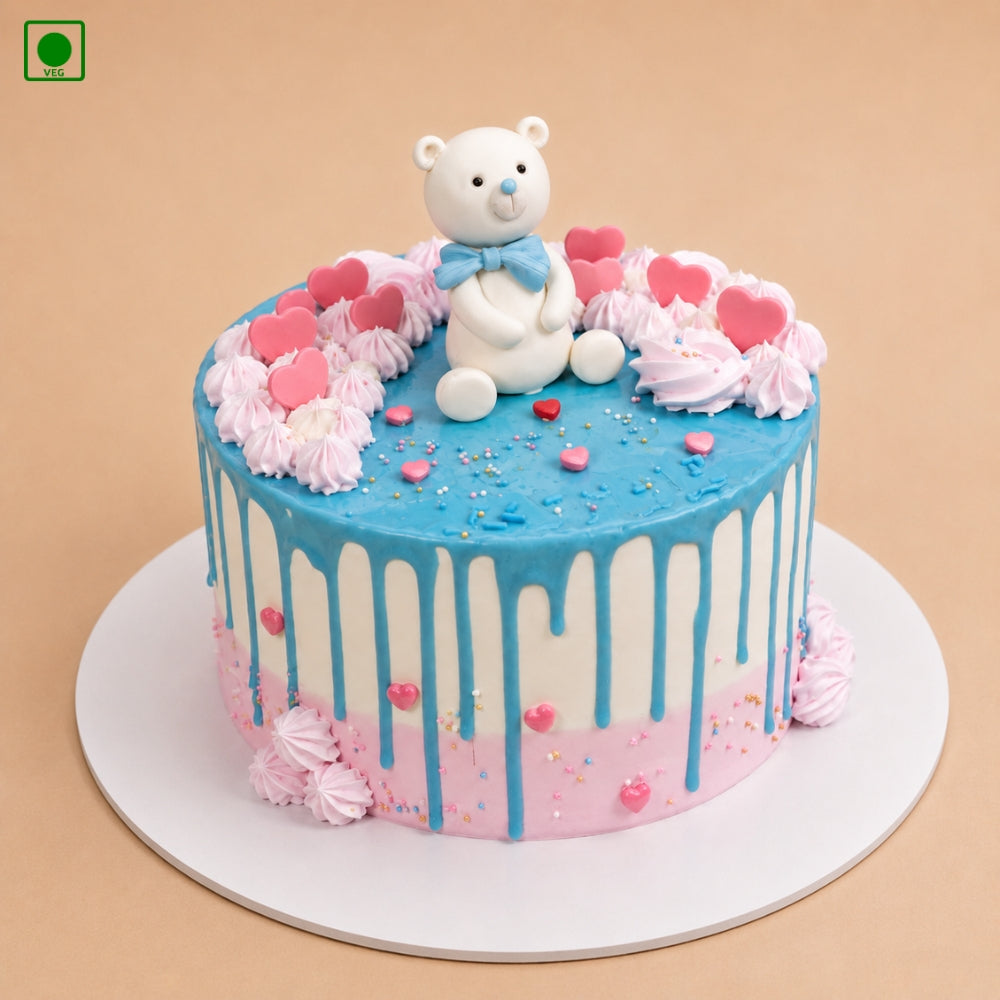 Cute Teddy Drip Style Cake - Gurgaon, Delhi & Noida