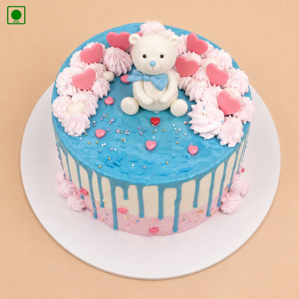 Cute Teddy Drip Style Cake - Gurgaon, Delhi & Noida