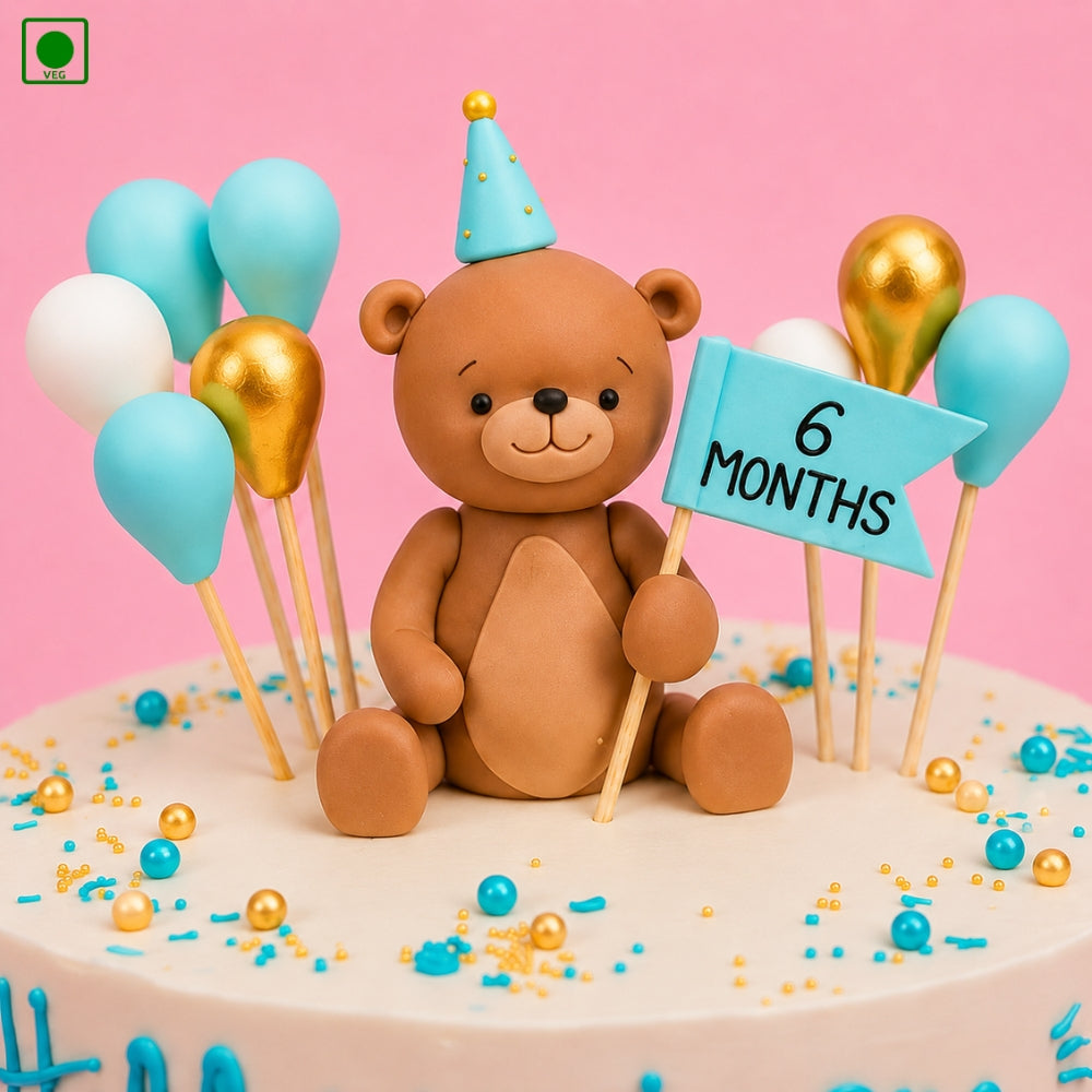 Cute Teddy Party Cake - Gurgaon, Delhi & Noida