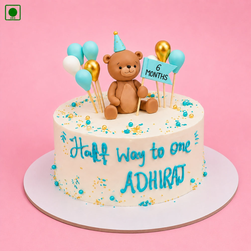 Cute Teddy Party Cake - Gurgaon, Delhi & Noida