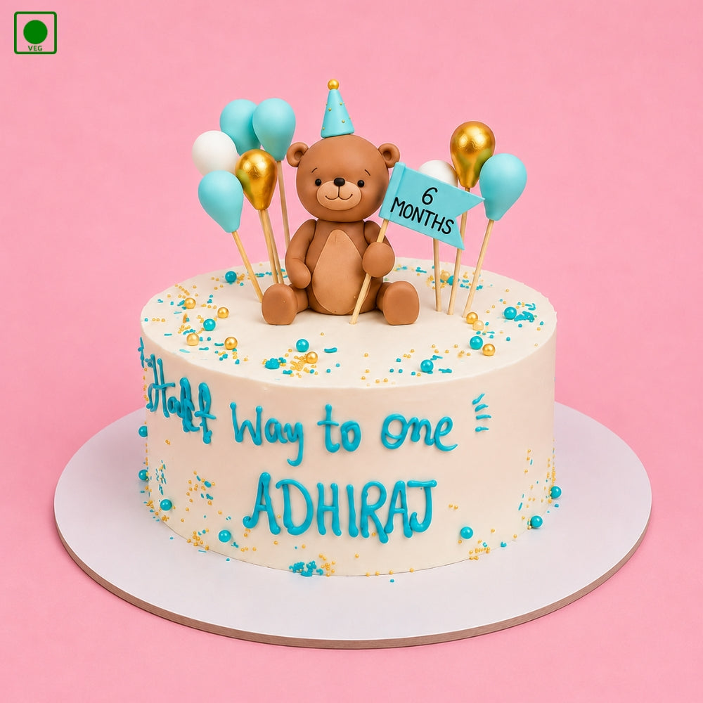 Cute Teddy Party Cake - Gurgaon, Delhi & Noida