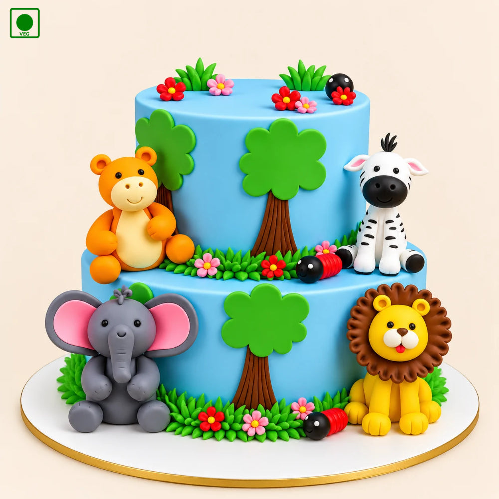 Cute Zoo Animals Cake - Gurgaon, Delhi & Noida