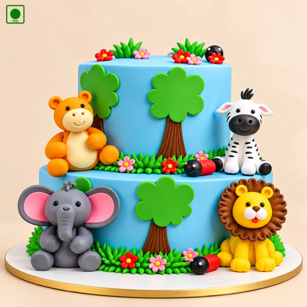 Cute Zoo Animals Cake - Gurgaon, Delhi & Noida