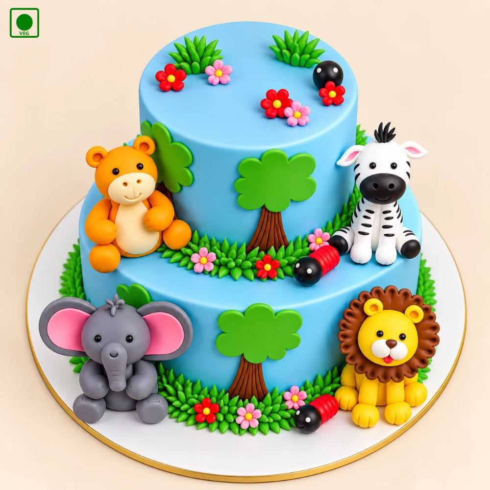 Cute Zoo Animals Cake - Gurgaon, Delhi & Noida