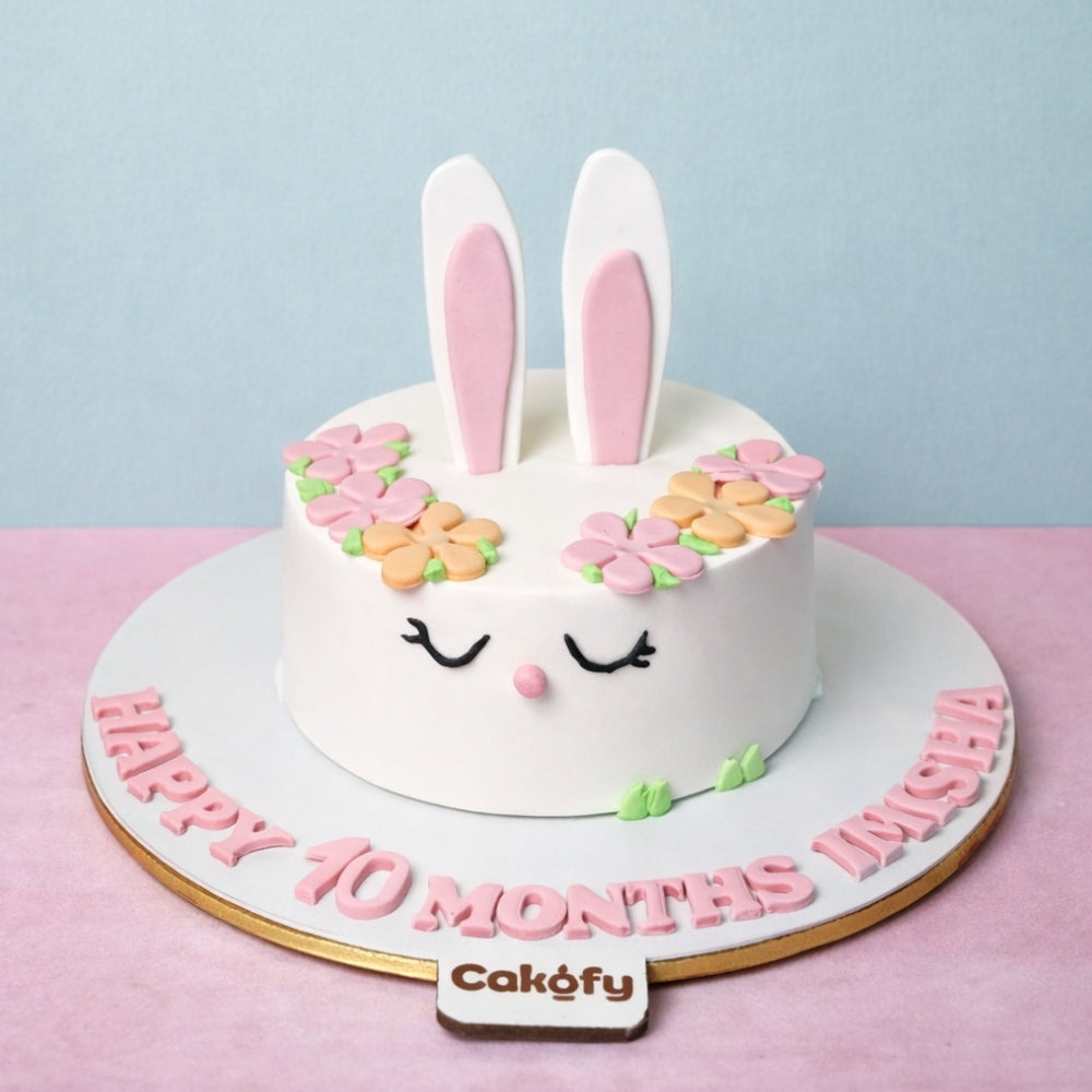 Cute Bunny Floral Cake - Gurgaon & Delhi NCR | Cakofy