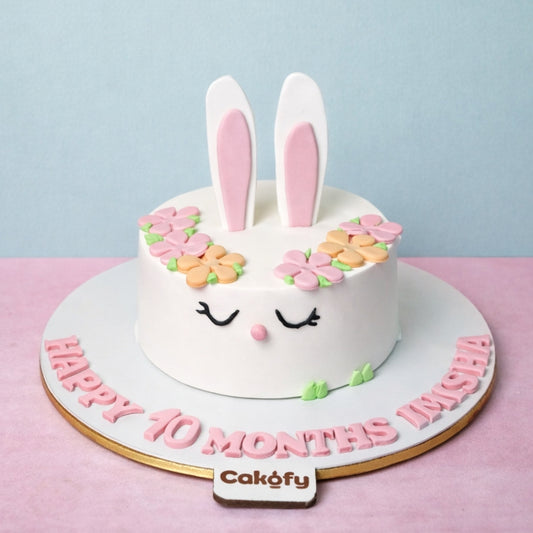Cute Bunny Floral Cake - Gurgaon & Delhi NCR | Cakofy