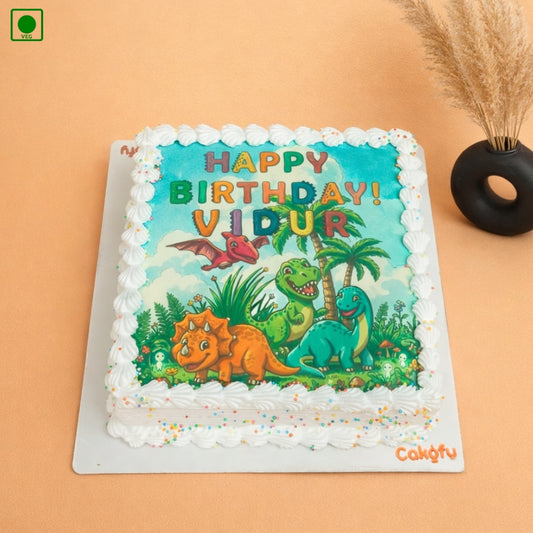 Dinosaur Friends Photo Cake - Gurgaon & Delhi NCR | Cakofy
