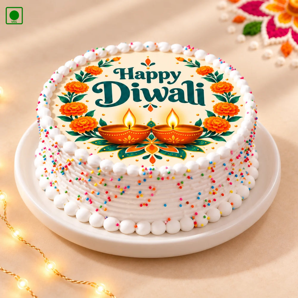 Diwali Floral Glow Cake - Gurgaon, Delhi & Noida