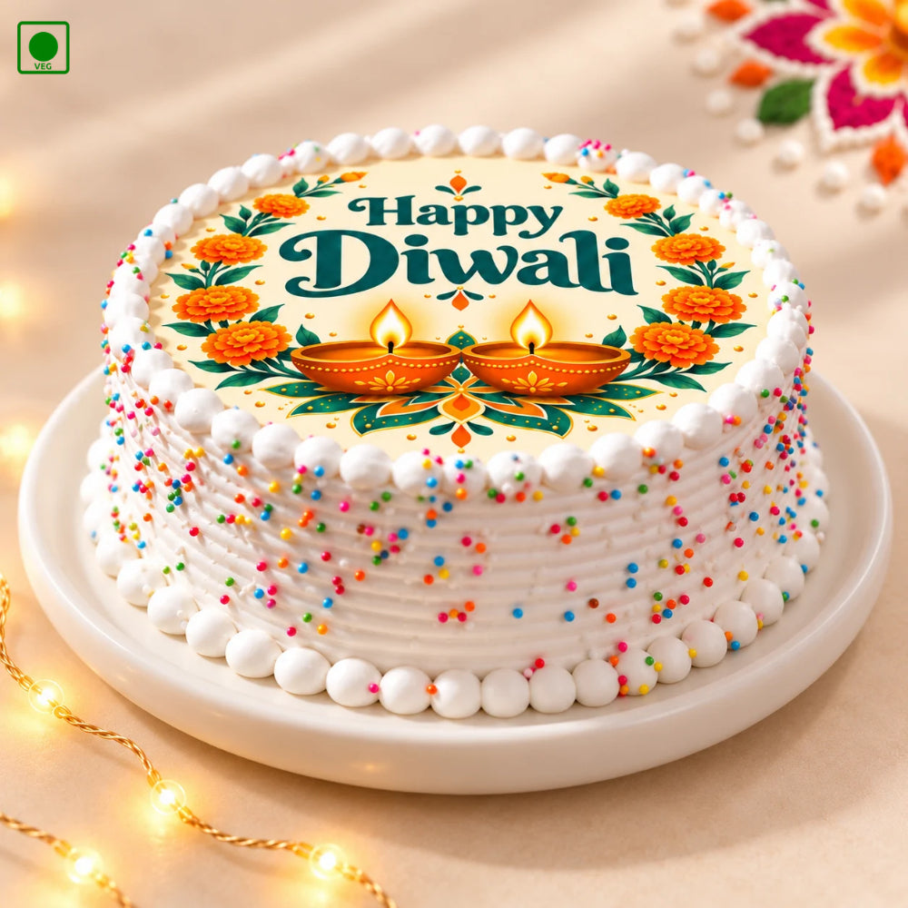 Diwali Floral Glow Cake - Gurgaon, Delhi & Noida
