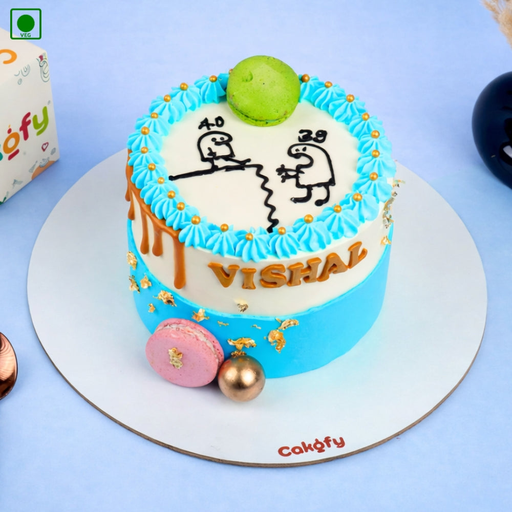 Doodle Anniversary Drip Cake - Gurgaon & Delhi NCR | Cakofy