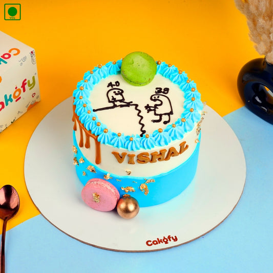 Doodle Anniversary Drip Cake - Gurgaon & Delhi NCR | Cakofy