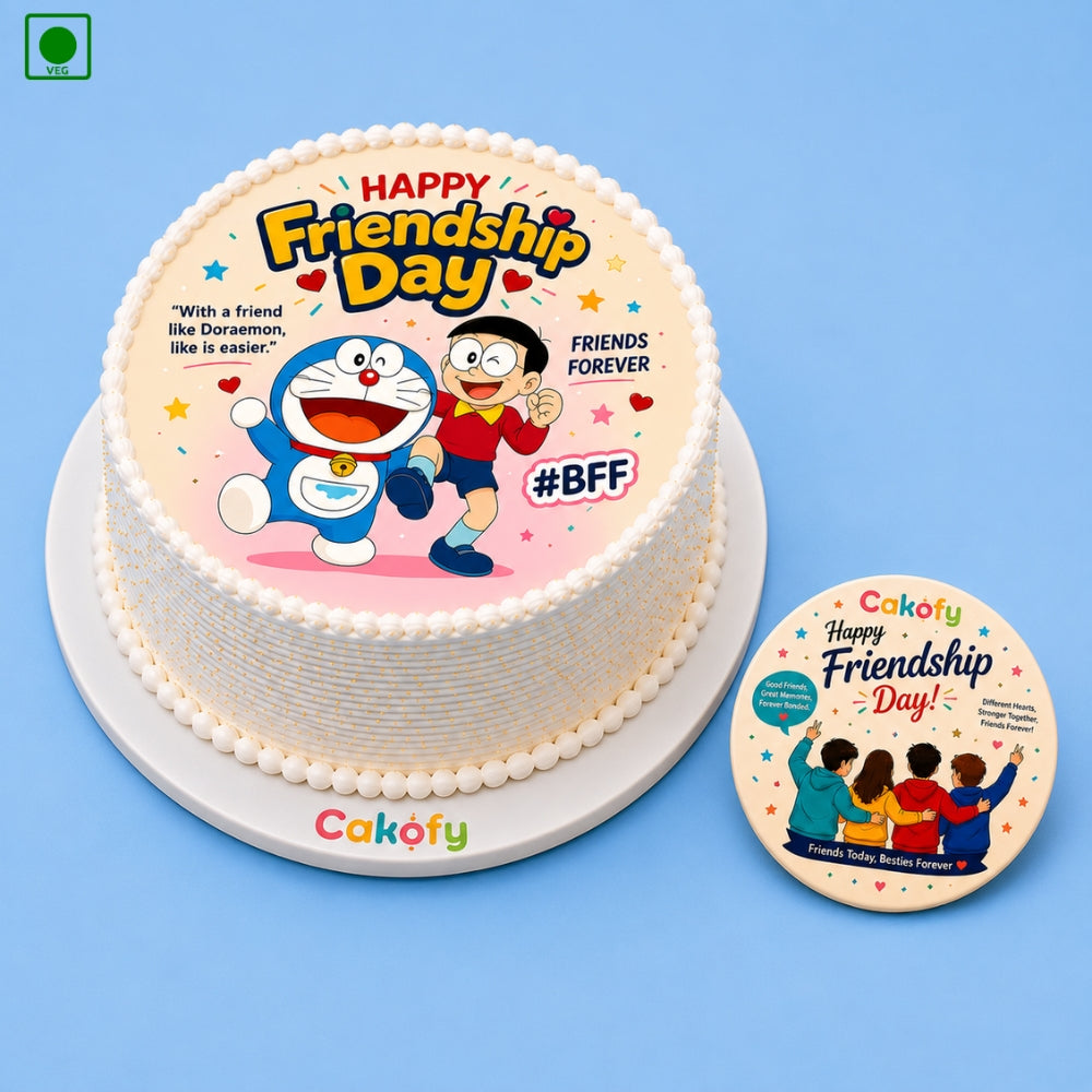 Doraemon Friendship Day Cake with Fridge Magnet – Gurgaon, Delhi & Noida