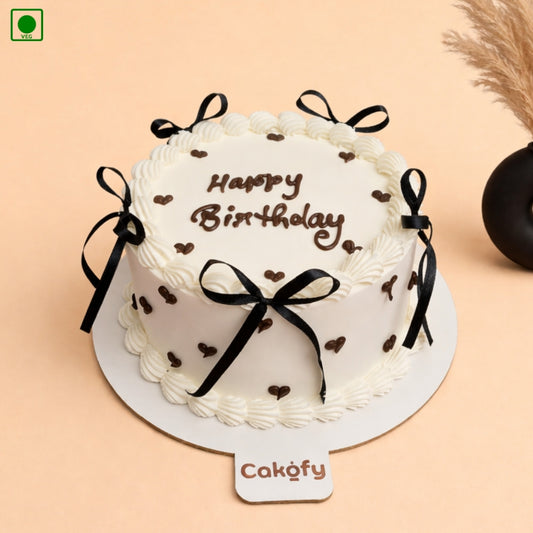 Elegant Black Ribbon Cake - Gurgaon & Delhi NCR | Cakofy