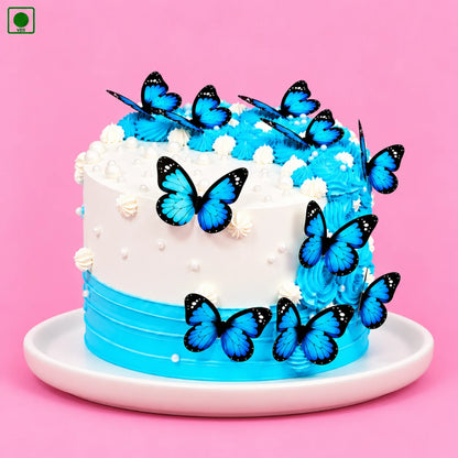Elegant Blue Floral Butterfly Cake - Gurgaon, Delhi & Noida