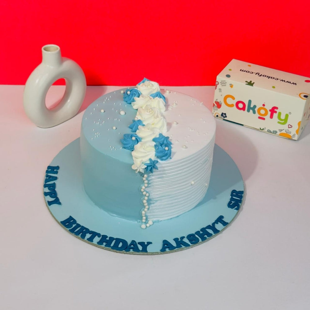 Elegant Blue Floral Designer Birthday Cake - Gurgaon & Delhi NCR | Cakofy