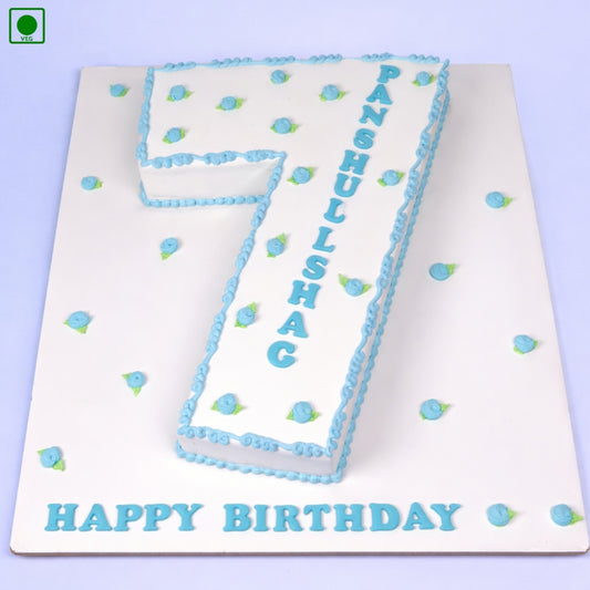 Elegant Blue Floral Number Cake - Gurgaon & Delhi NCR | Cakofy