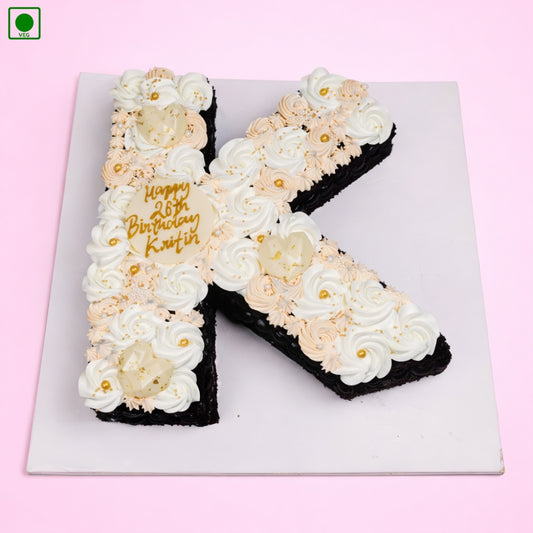 Elegant Floral Alphabet Cake - Gurgaon & Delhi NCR | Cakofy