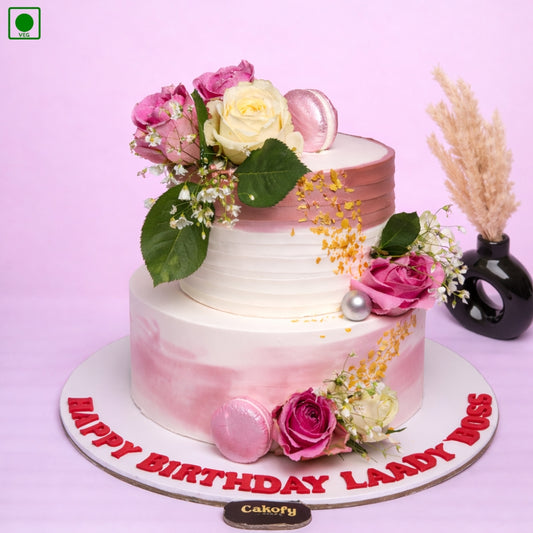 Elegant Floral Birthday Cake - Gurgaon & Delhi NCR | Cakofy