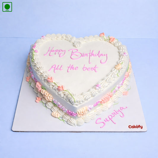 Elegant Floral Heart Cake - Gurgaon & Delhi NCR | Cakofy