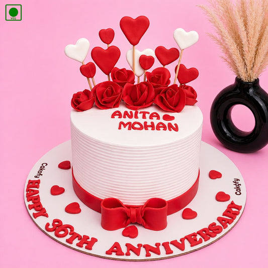Elegant Love Anniversary Cake - Gurgaon & Delhi NCR | Cakofy