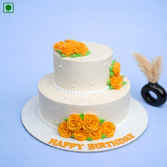 Elegant Orange Rose Cake - Gurgaon & Delhi NCR | Cakofy