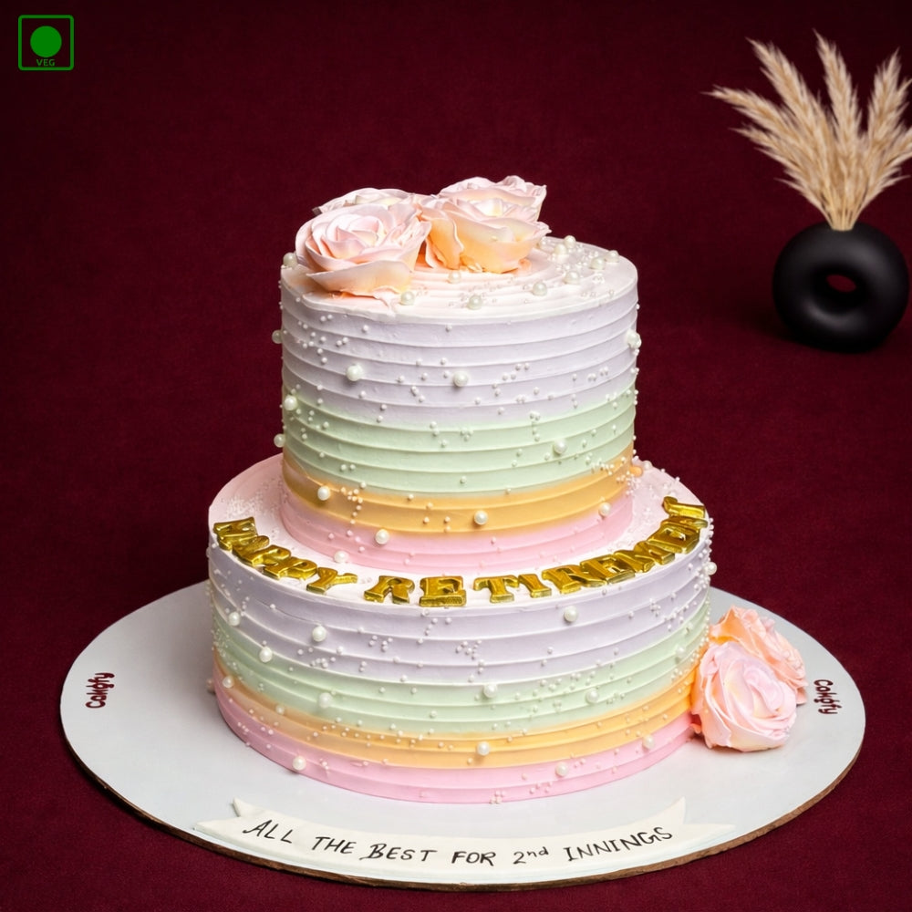 Elegant Pastel Retirement Cake - Gurgaon & Delhi NCR | Cakofy