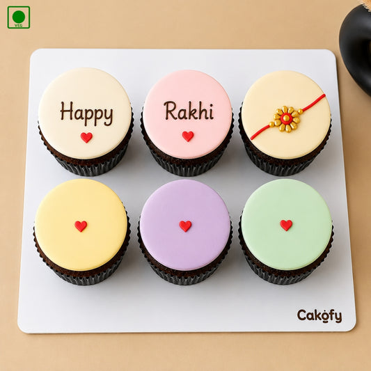 Elegant Rakhi Cupcakes - Set of 6 - Gurgaon, Delhi & Noida