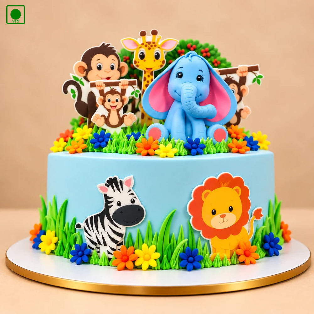 Jungle Family Theme Cake - Gurgaon, Delhi & Noida