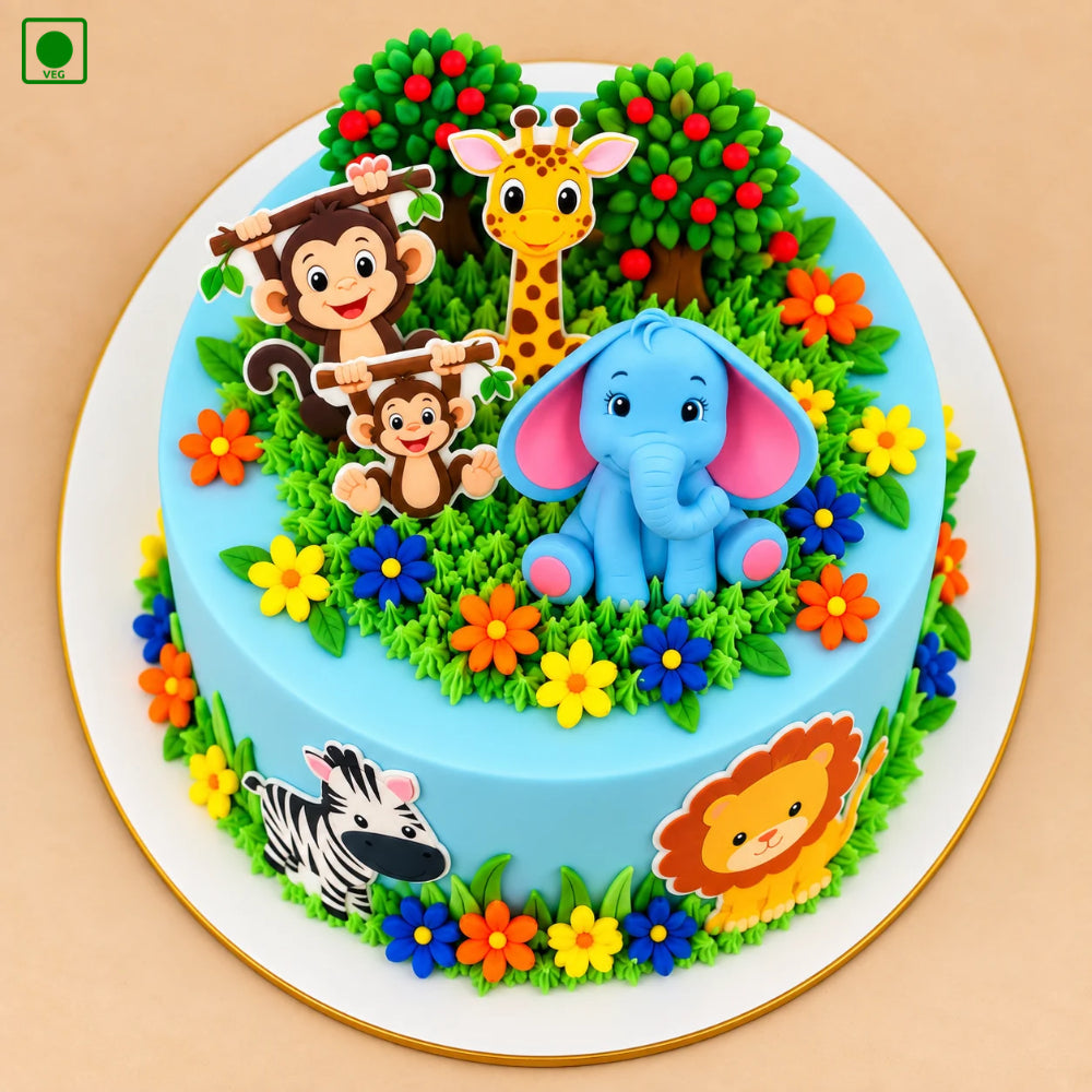 Jungle Family Theme Cake - Gurgaon, Delhi & Noida