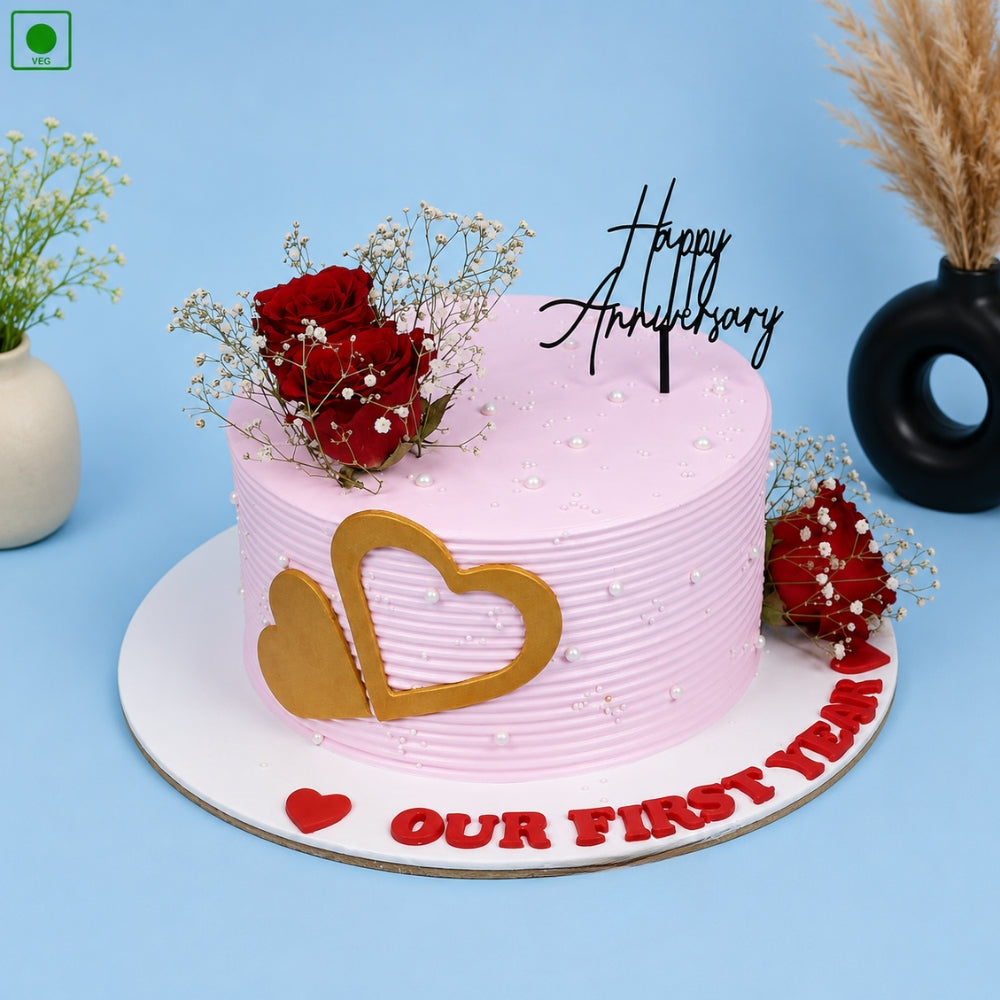 First Anniversary Flower Cake - Gurgaon, Delhi & Noida