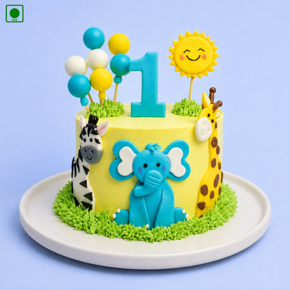 First Birthday Jungle Theme Cake - Gurgaon, Delhi & Noida
