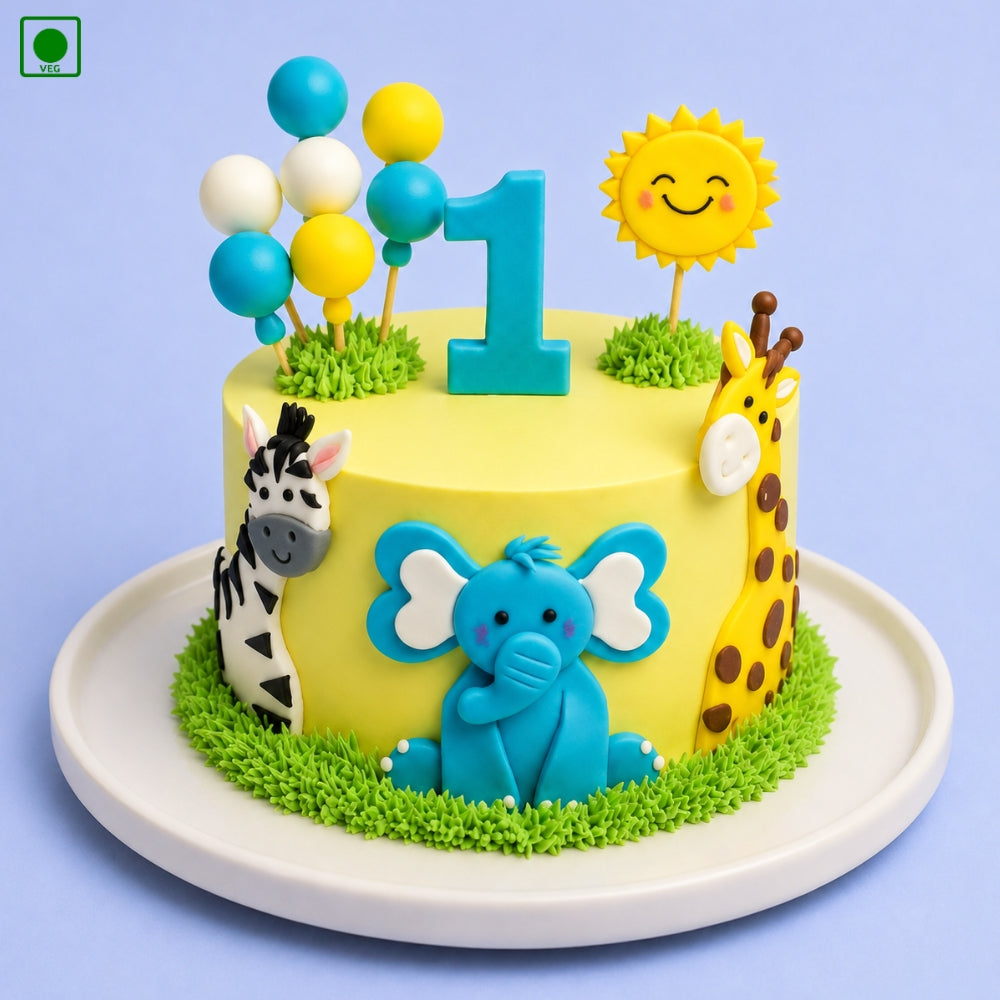 First Birthday Jungle Theme Cake - Gurgaon, Delhi & Noida