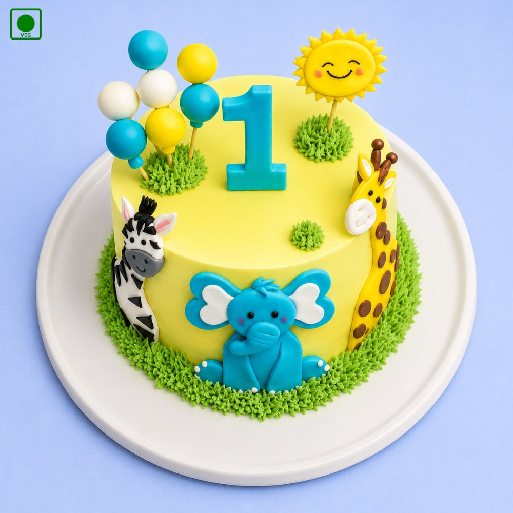 First Birthday Jungle Theme Cake - Gurgaon, Delhi & Noida