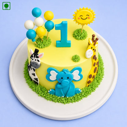First Birthday Jungle Theme Cake - Gurgaon, Delhi & Noida