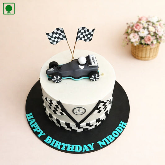 Flag Racing Car Cake - Gurgaon, Delhi & Noida