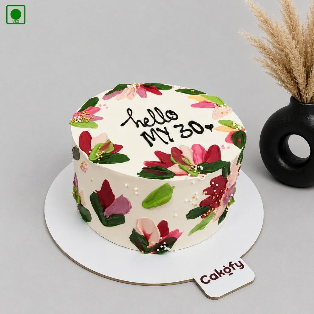 Floral Art Birthday Cake - Gurgaon, Delhi & Noida