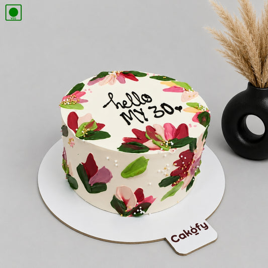 Floral Art Birthday Cake - Gurgaon, Delhi & Noida