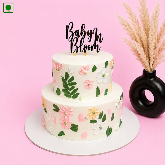 Floral Baby Shower Cake - Gurgaon, Delhi & Noida