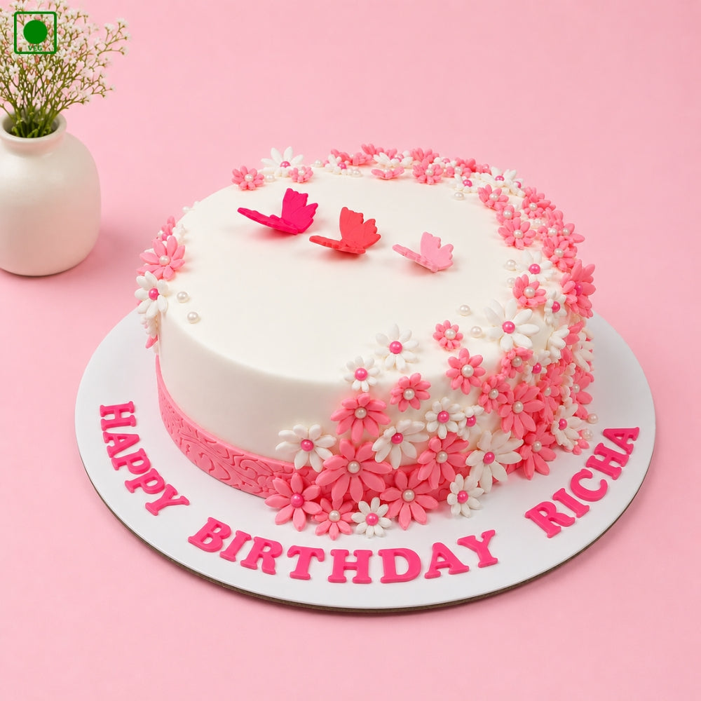 Floral Butterfly Birthday Cake -Gurgaon, Delhi & Noida