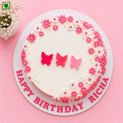 Floral Butterfly Birthday Cake -Gurgaon, Delhi & Noida