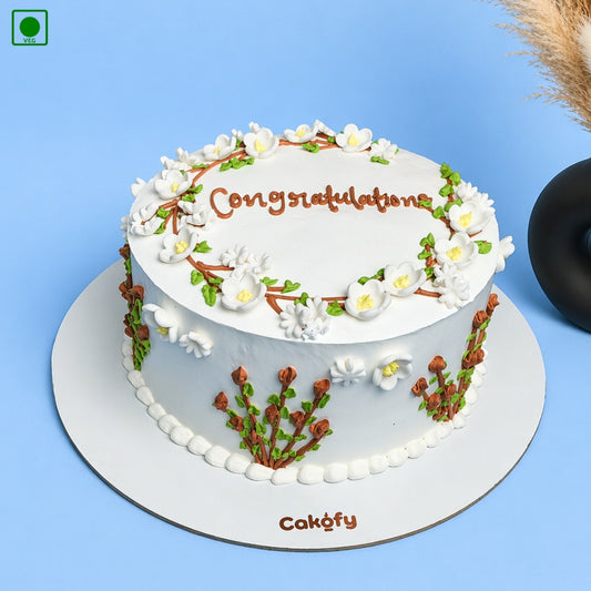 Floral Wreath Congrats Cake - Gurgaon & Delhi NCR | Cakofy